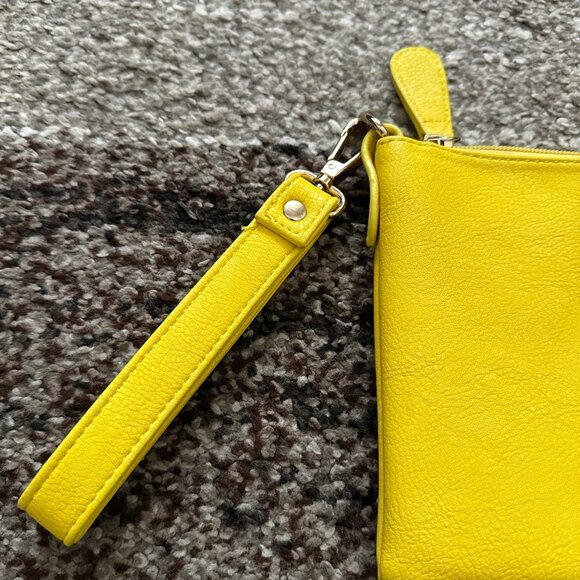 CHARMING CHARLIE Yellow Perrin Wristlet Loop Purse Wallet Gold Bright Summer Bag - Picture 2 of 12